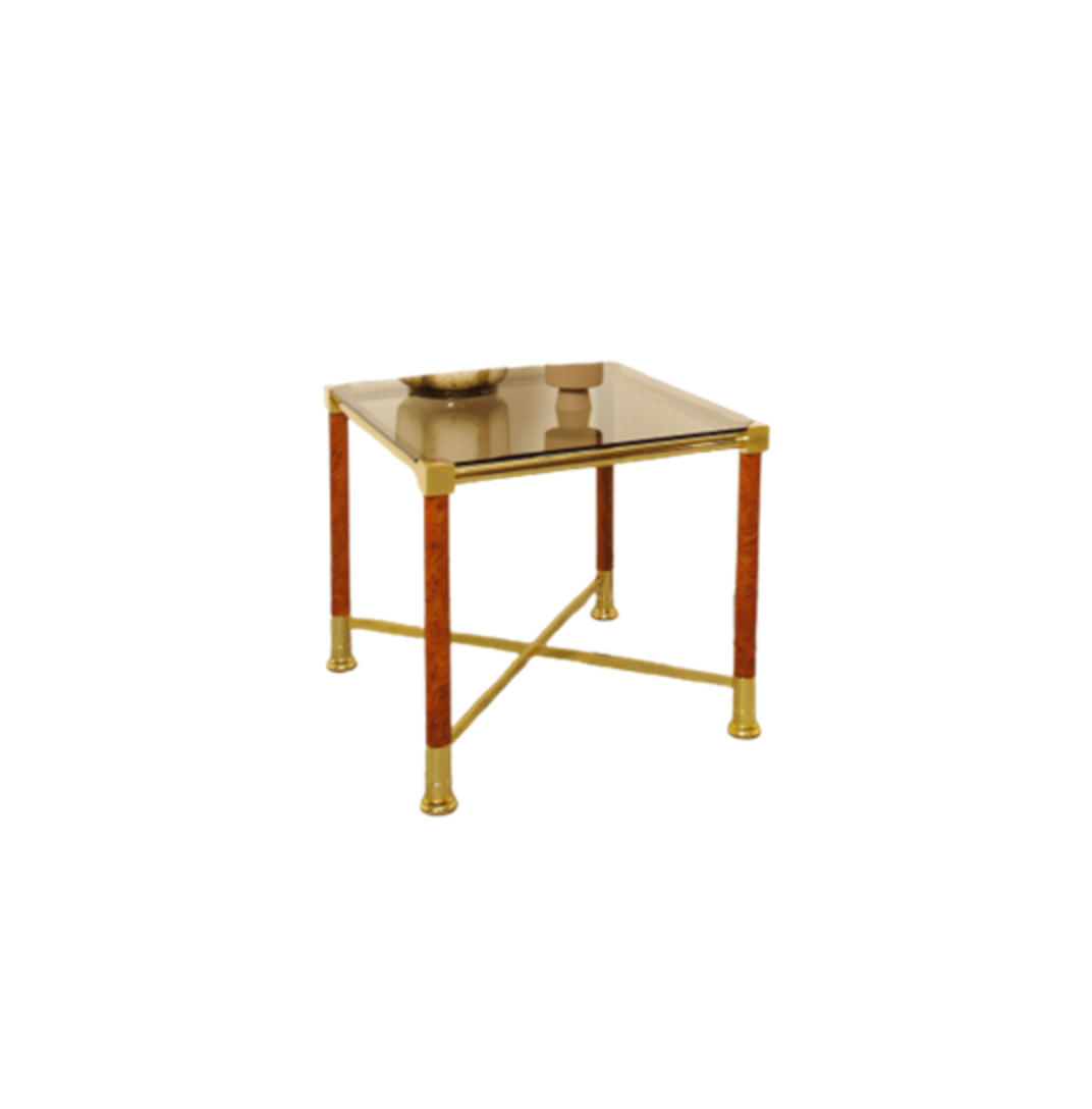 Brass coffee table with glass top
