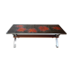 Vintage 70s coffee table in ceramic, chrome metal and wood, signed Adri