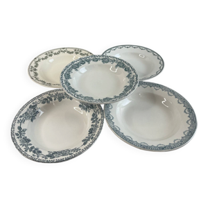5 assiettes creuses dépareillées