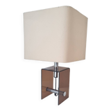 Mid-century smokey brown acrylic glass and chrome table lamp, 1970s