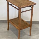Table d'appoint, desserte en bambou et bois, vintage