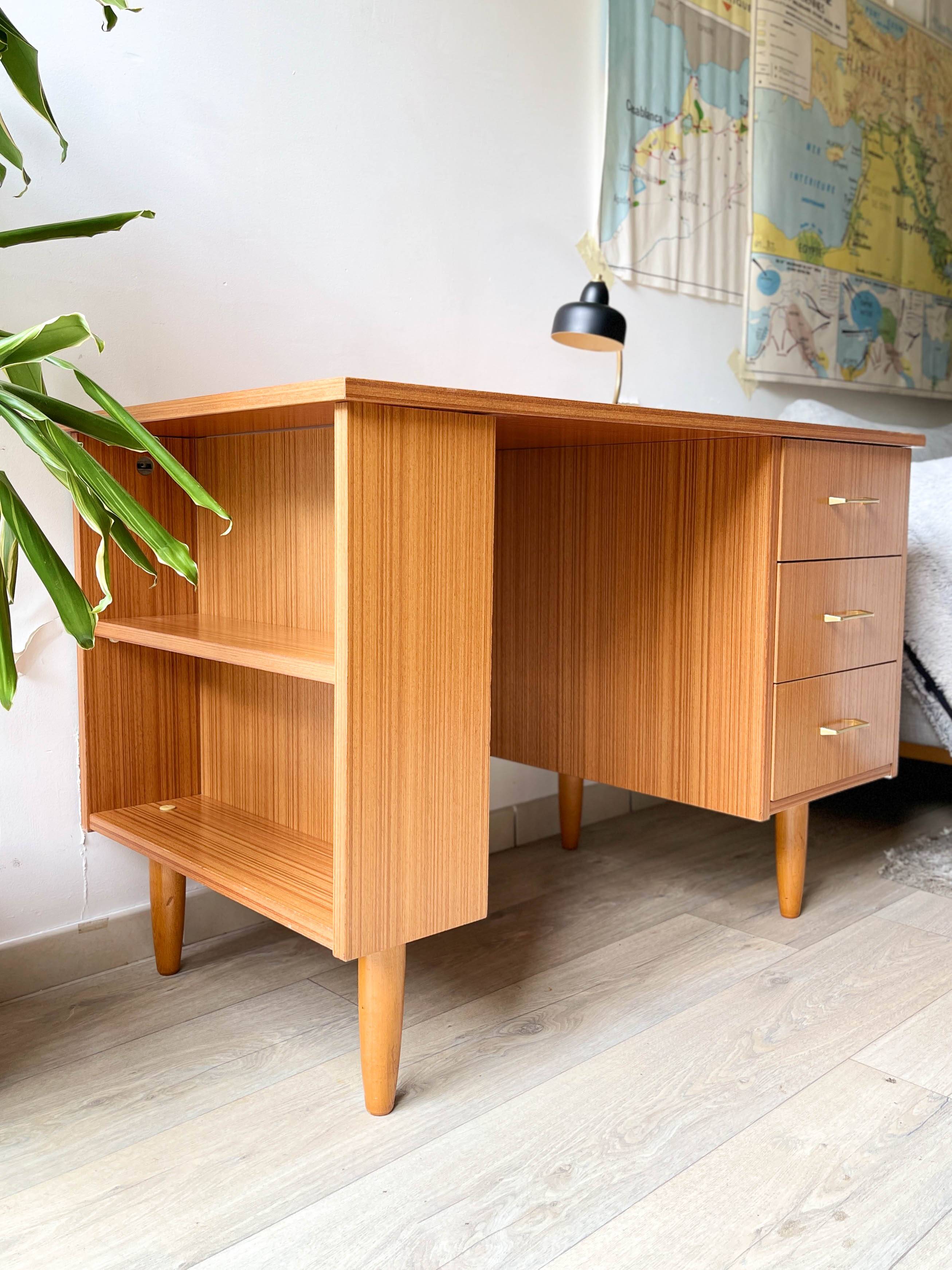 Vintage Scandinavian Formica Desk with 3 Drawers from the 70s