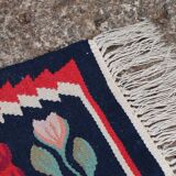 Bulgarian 50-60s kilim wool rug - vintage  115x42cm