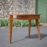 desk, tripod wooden desk, small French designer desk, modernist desk, 50's
