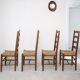 Architectural high-back chairs, straw seat, set of 4.