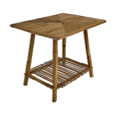 Table d'appoint bout de canapé en rotin vintage 1960