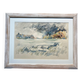 Watercolor of a landscape, signed CH. Prouvost