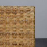 Rare Armchair in Wood and Woven Rattan, 1960s