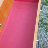Vintage oak commode with tapered legs and wings from the 1950s.