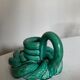 Vallauris 1960 braided ceramic candle holder in turquoise glazed clay