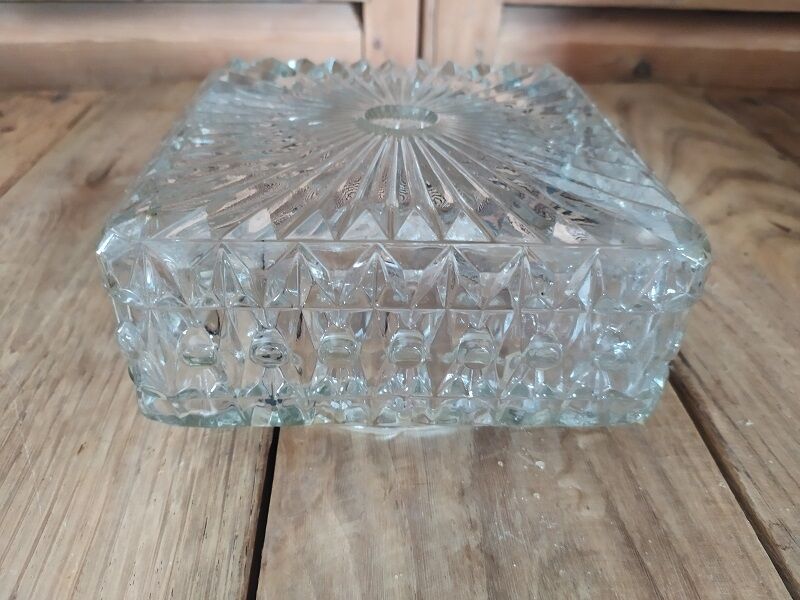 Vintage old square molded glass globe