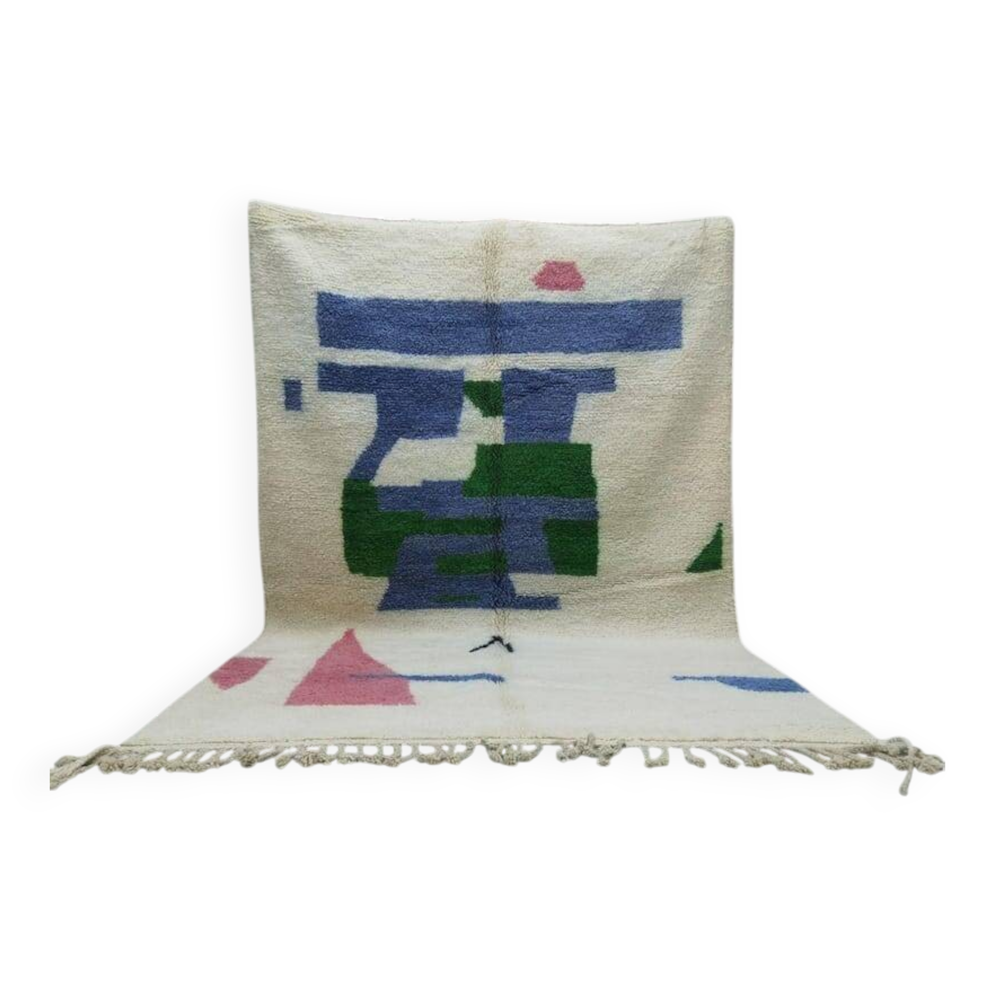 Grande tapis berbere en laine naturelle taille 200 x 300 cm