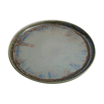 Enameled stoneware pie dish from Denbac, circa 1900
