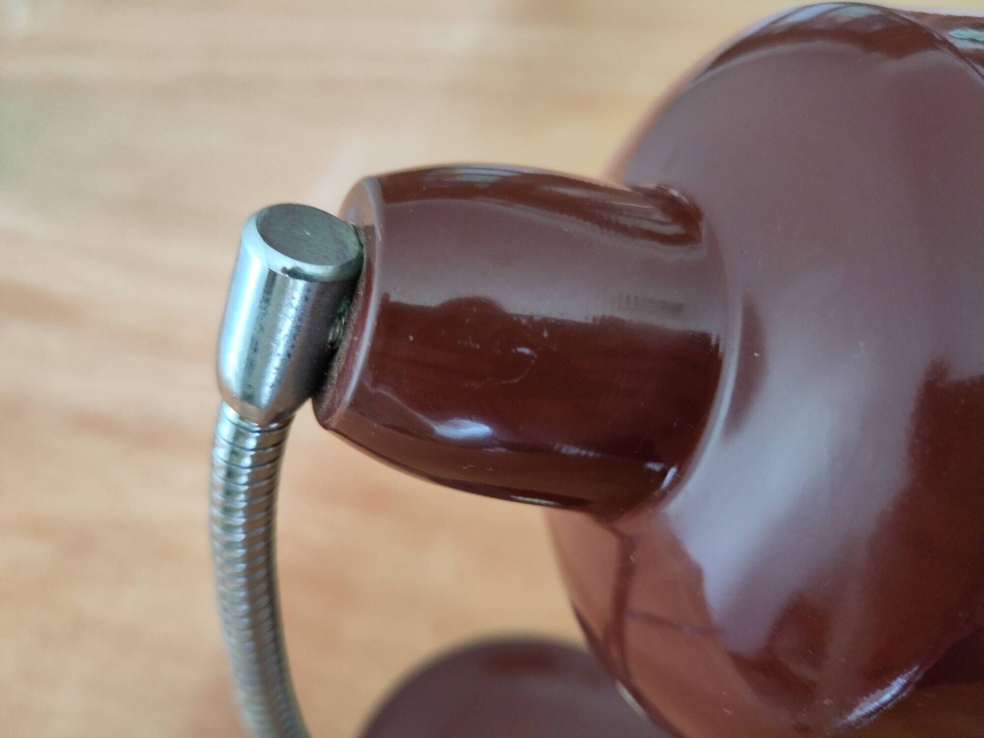 Vintage desk lamp from the 60s/70s – chocolate brown – flexible chrome neck