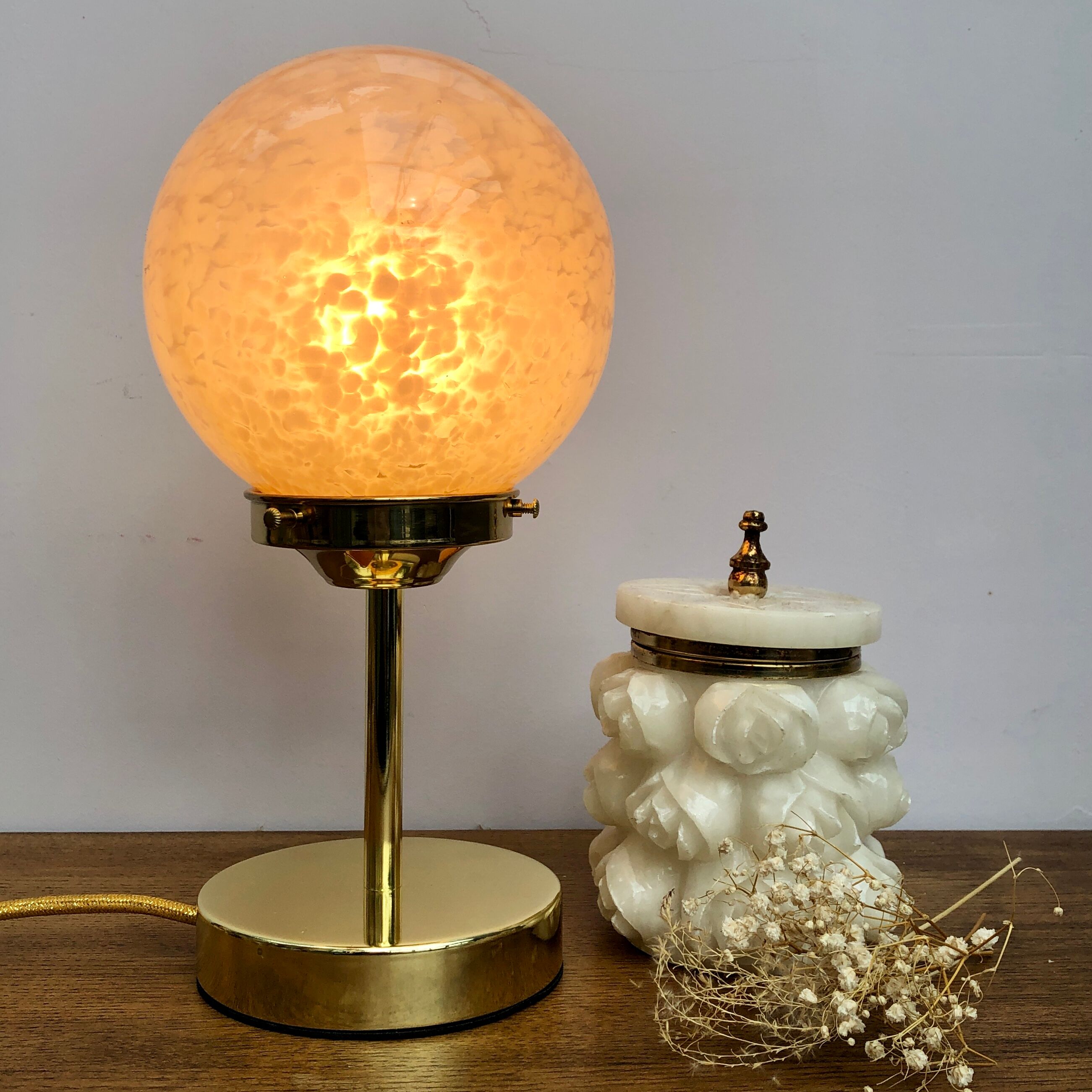 Clichy Rose vintage glass globe lamp