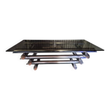 Willy Rizzo table 1970 chrome metal and glass