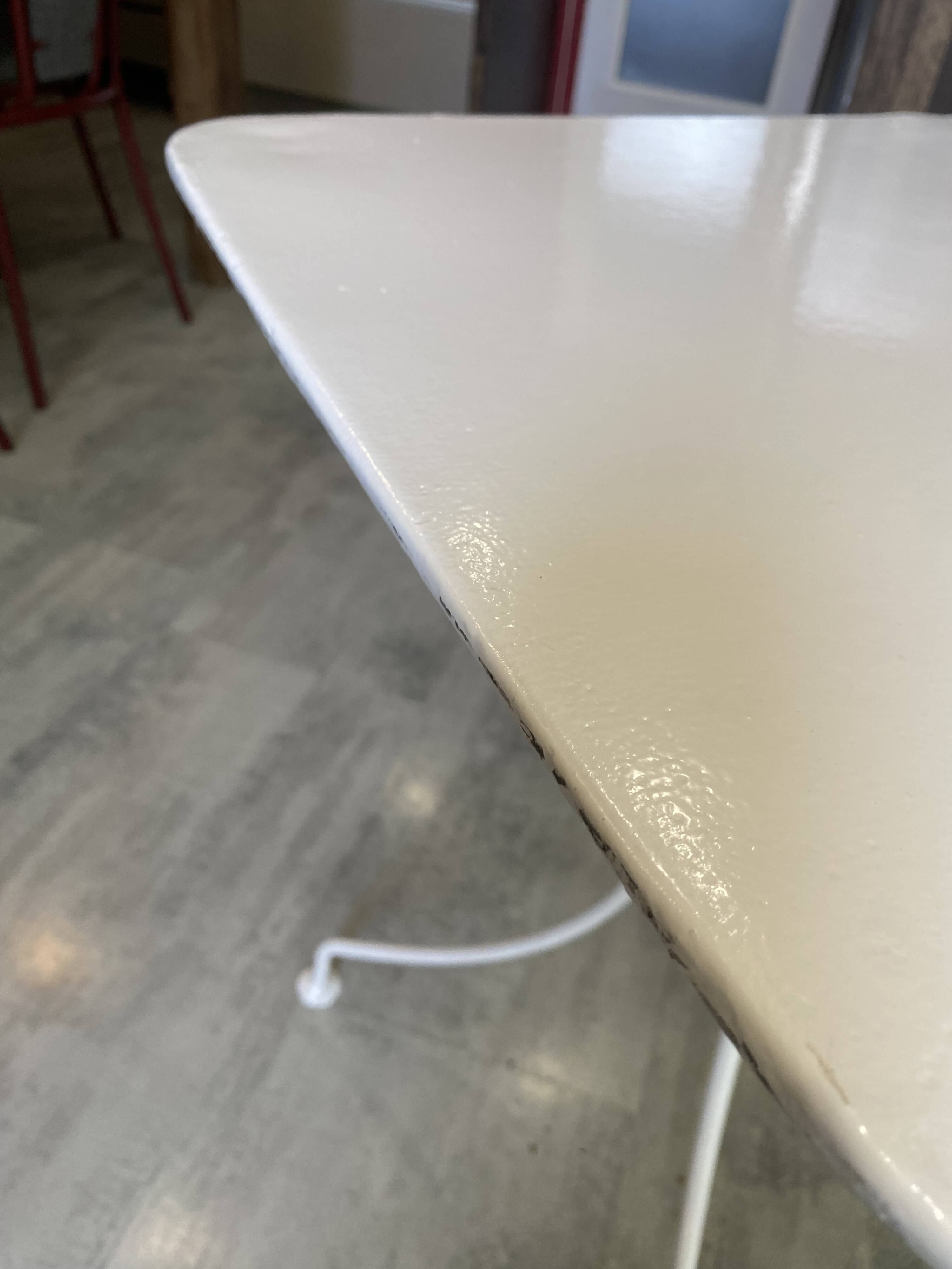 White square bistro table for bar café terrace garden metal 1950 white