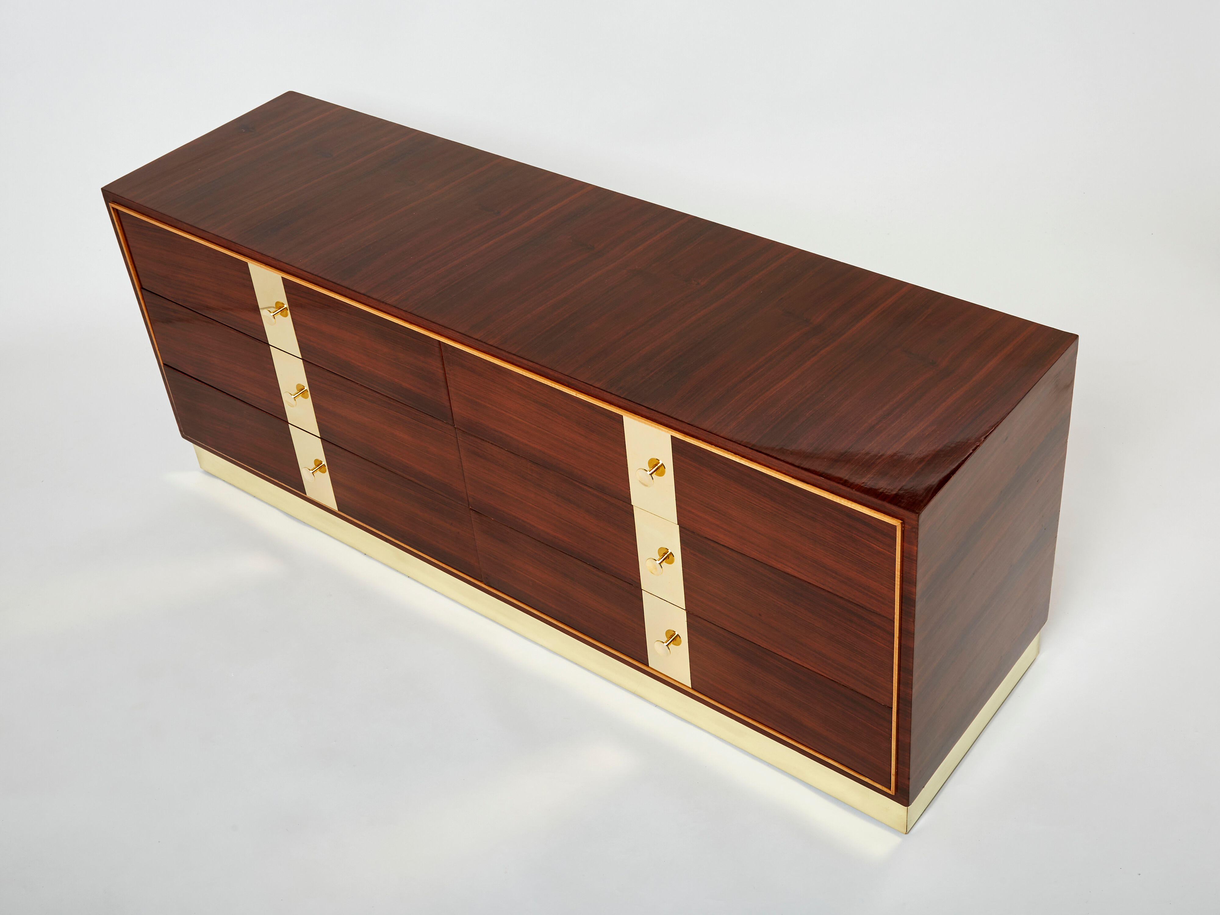 Italian chest of drawers in rosewood and brass ISA Bergamo 1950
