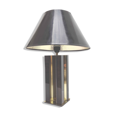 Lampe plexiglas et métal doré années 70