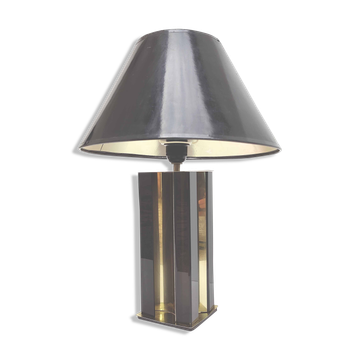 Lampe plexiglas et métal doré années 70