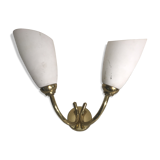 Double metal vintage wall sconces with white opaline reflectors