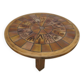 Table basse en céramique et bois brutaliste