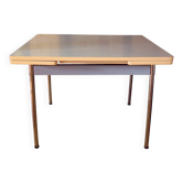 Blue formica extendable table with 2 drawers 99x69cm