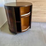 Art Deco rotating round bar in two-tone wood