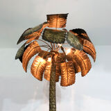 Brutalist brass palm tree floor lamp Hollywood Regency 1970s