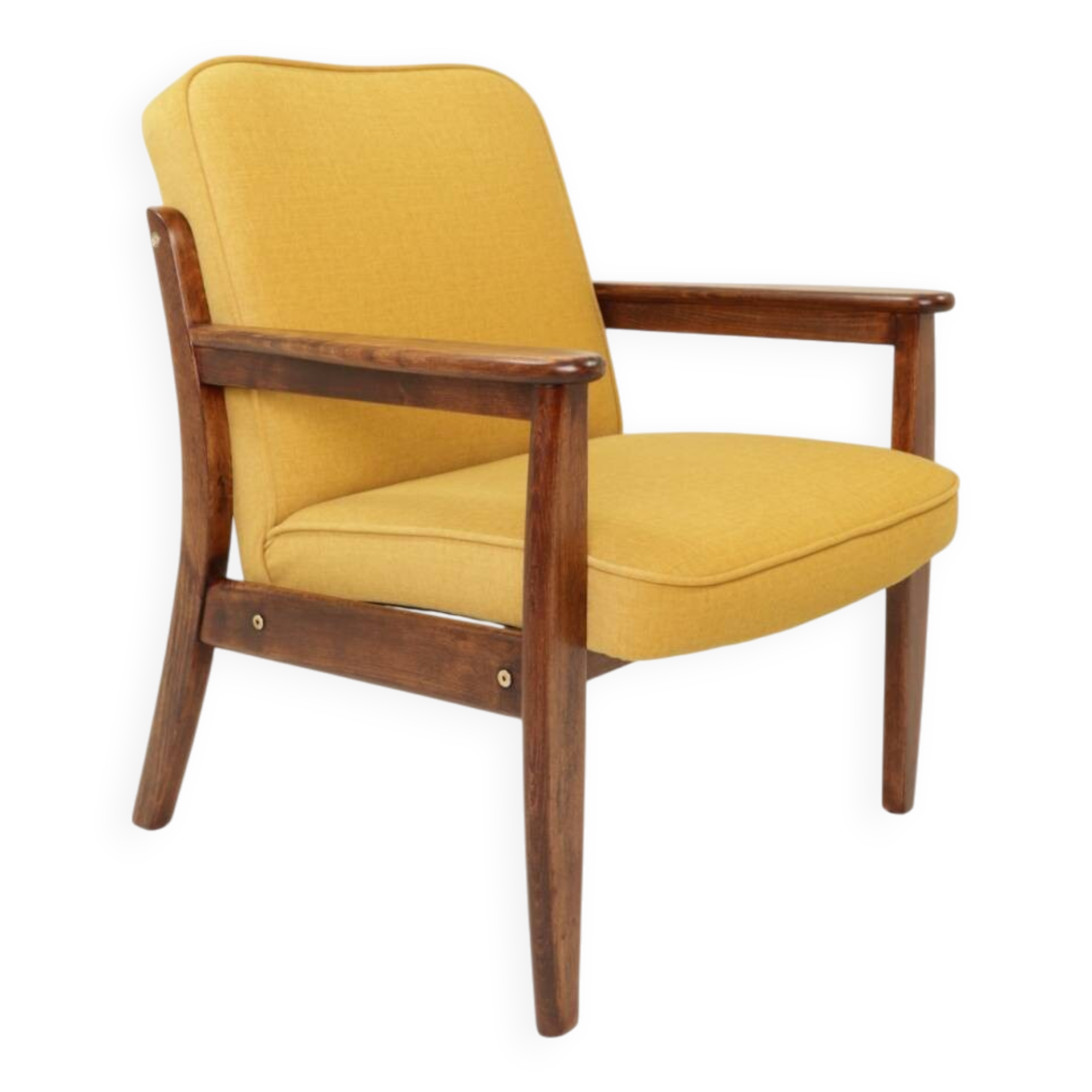 Vintage Scandinavian style yellow retro velvet armchair 1960s