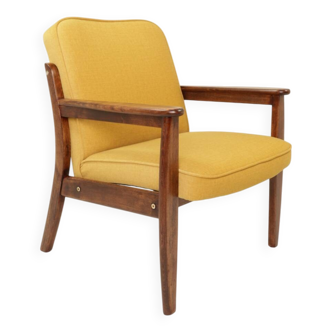 Fauteuil vintage style scandinave jaune rétro velvet 1960