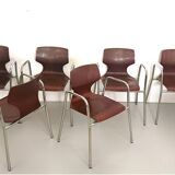 Set of Six Curved Beech Desk Chairs by Pagholz Flötotto with Armrests, Germ