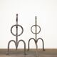 Brutalist wrought iron andirons, Italy, 1970s, set of 2.