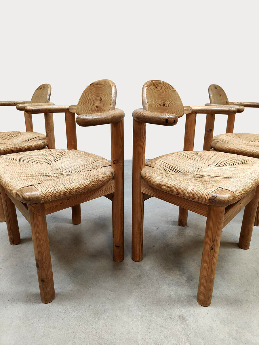 Vintage Rainer Daumiller papercord dining chairs Hirtshals Savværk