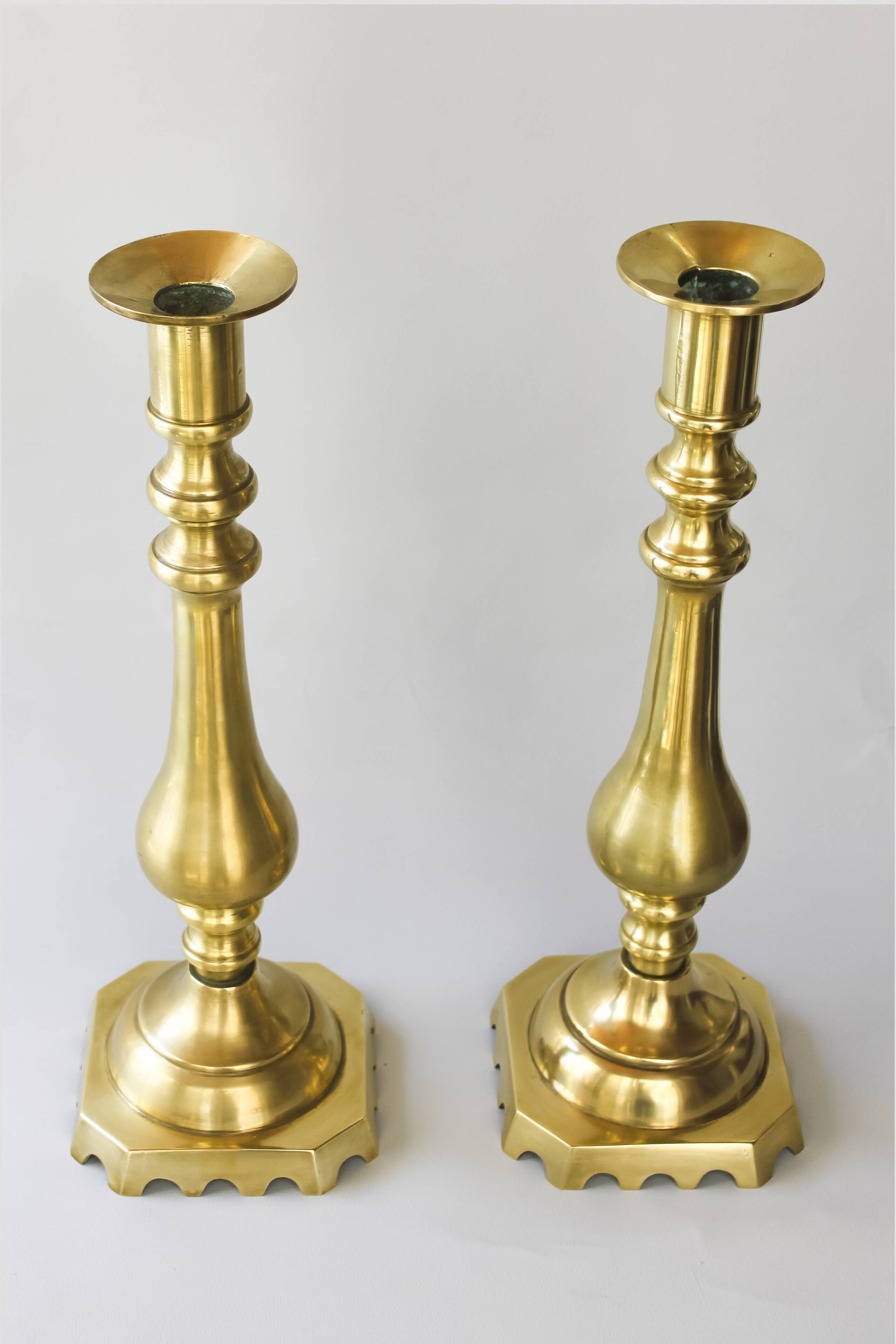Large antique bronze candelabras. Unique pair. Candle holders.