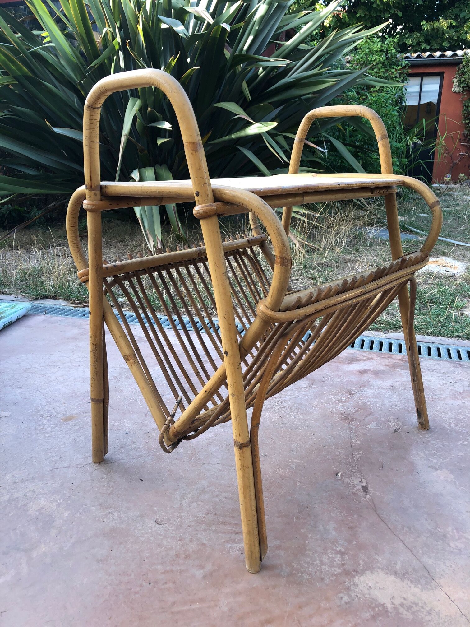 Vintage bamboo magazines rack