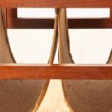 Danish magazine rack in teak and linen by Henning Wind-Hansen for Sika Møbler