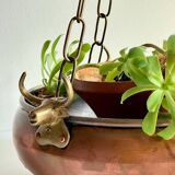 Cache-pot suspendu aux 3 buffles vintage