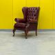 Burgundy leather vintage chesterfield wing chair