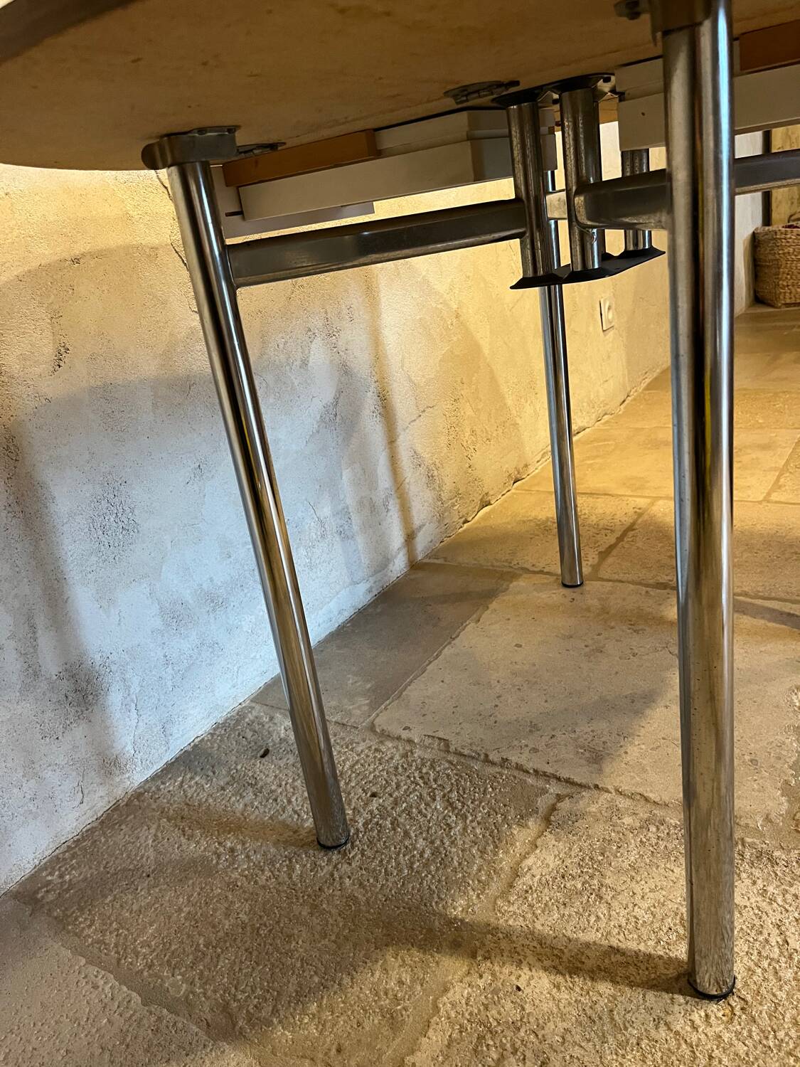 Vintage aluminum/wood table 1960/70