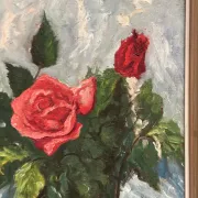 Original Swedish Oil on Canvas– “Still Life with Pink Rose” by Jacques Lalande – Vintage & Framed – 36 × 45 cm (14.1" × 17.7")