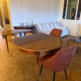 Louis XVI round table in solid wood – extendable to 210 cm – 2 extensions