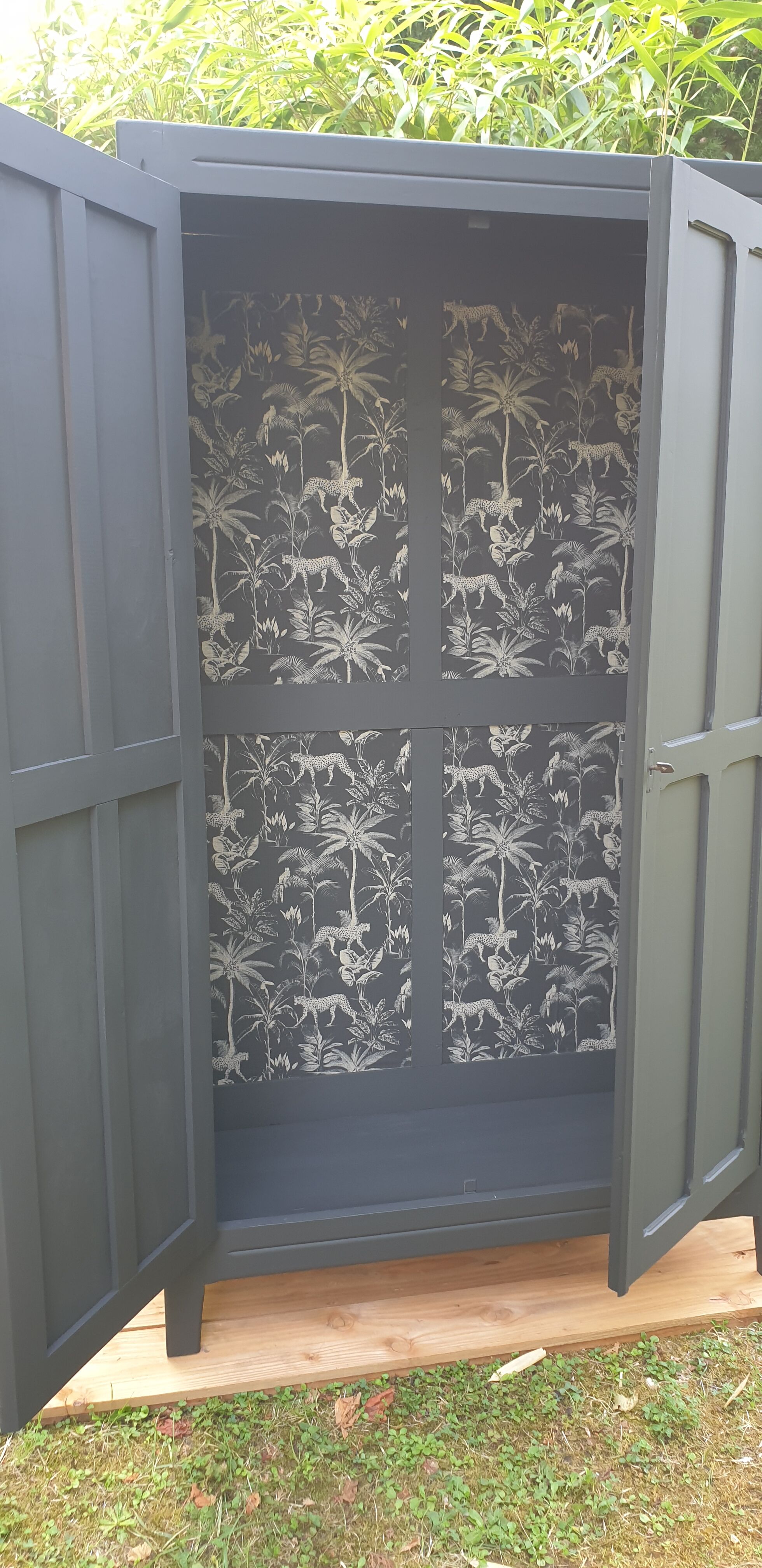 Black parisian wardrobe made of solid wood