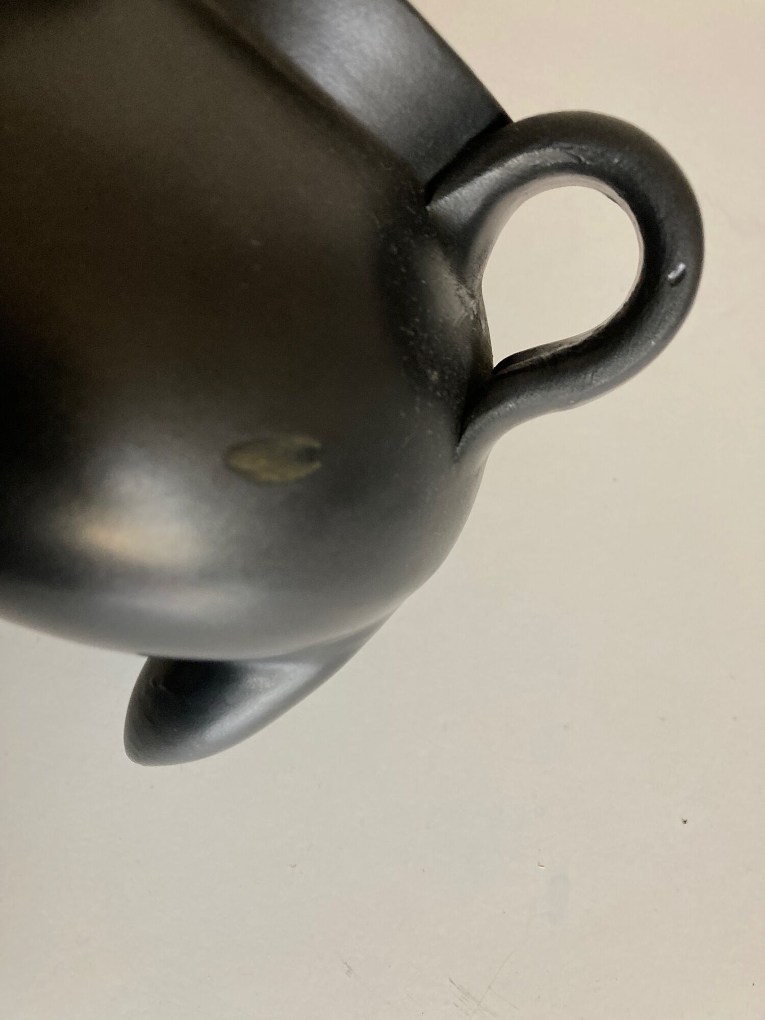 Grandjean Jourdan vase in mid century Vallauris tripod glazed clay