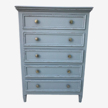 Antique chest of drawers 5 drawers patinated