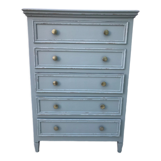 Antique chest of drawers 5 drawers patinated
