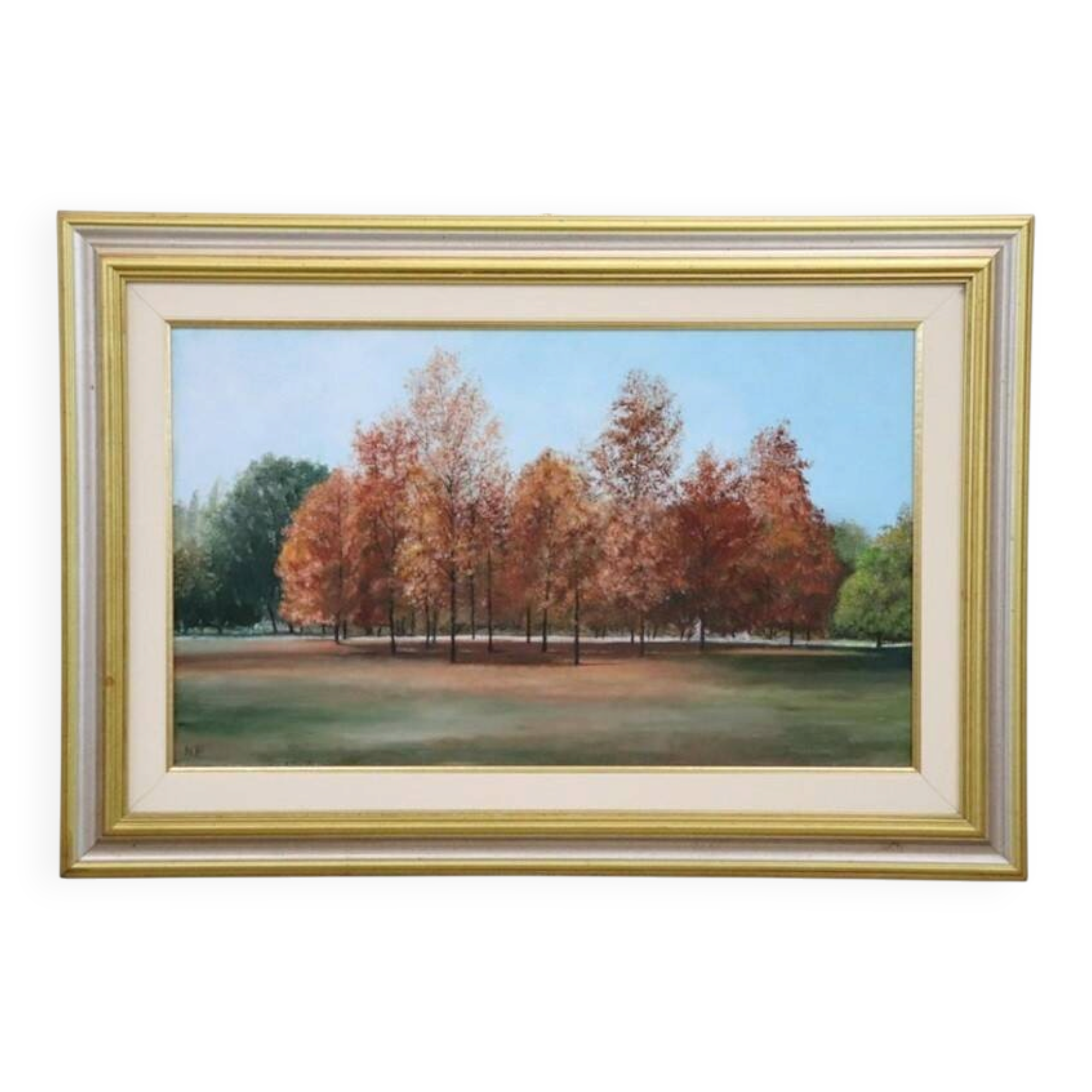 Autumn Landscape, Oil On Canvas Cardboard, Italy 20th Century