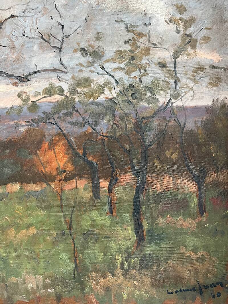 Painting “Wooded Landscape”, Oil on panel