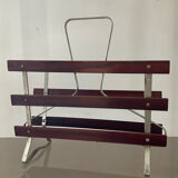 Vintage magazine rack in wood and aluminum