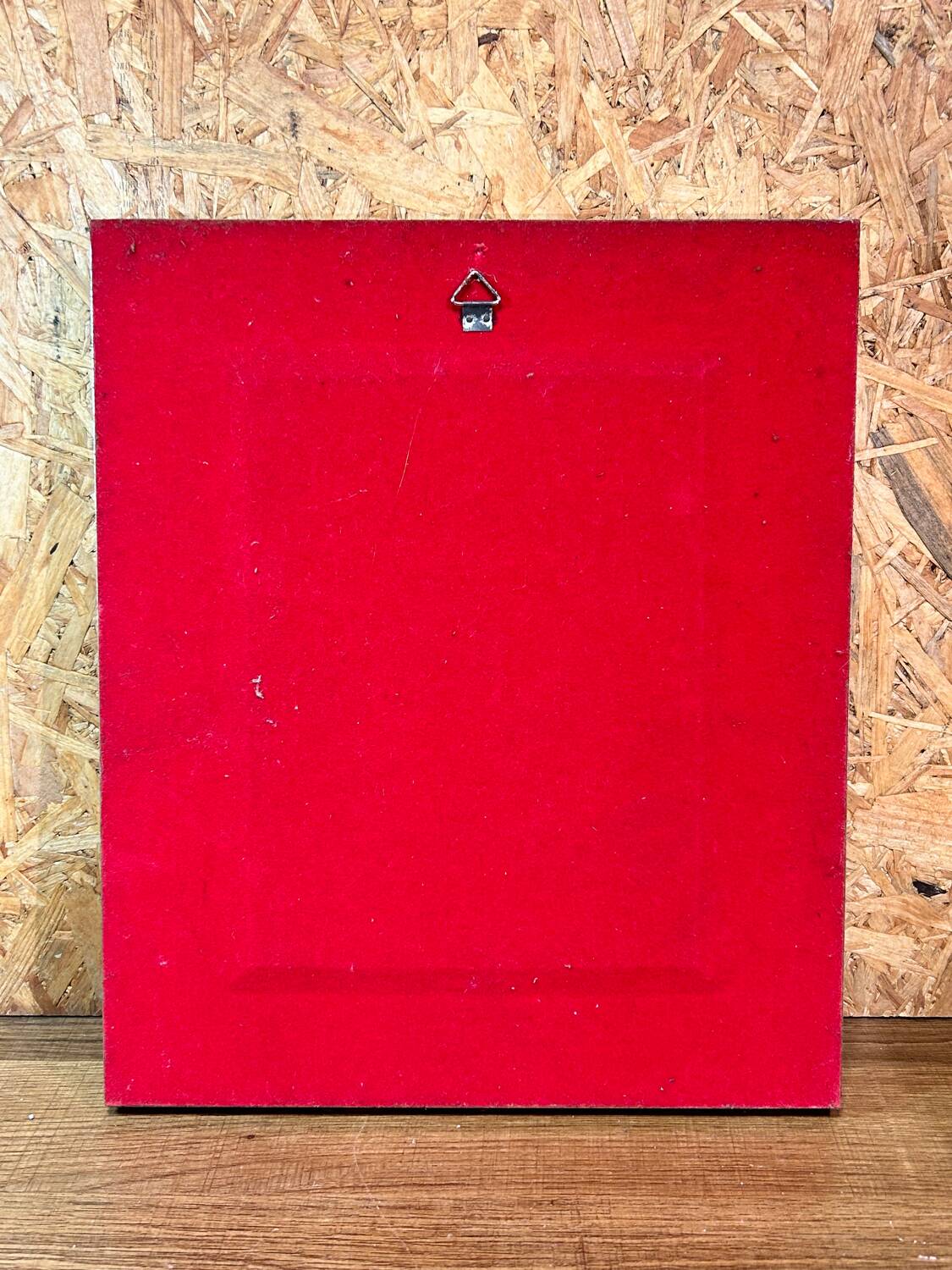 Crucifix, christ, on red velvet frame, silver wood, 50s, 60s, vintage